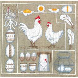 Poules et Oeufs - Kit point de croix - Le Bonheur des Dames