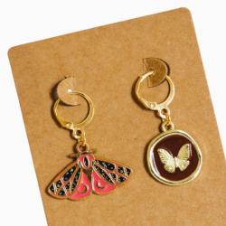 Lot de 2 anneaux Marqueurs de Maille - Papillons Cacao & Framboise