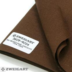 Toile lin 12,6 fils Belfast Zweigart - Marron Chocolat (9024)