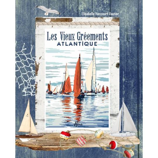Les vieux Gréements, Atlantique - Fiche point de croix - Isabelle Vautier