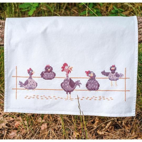 Kit torchon à vaisselle Poulets amusants - Vervaco