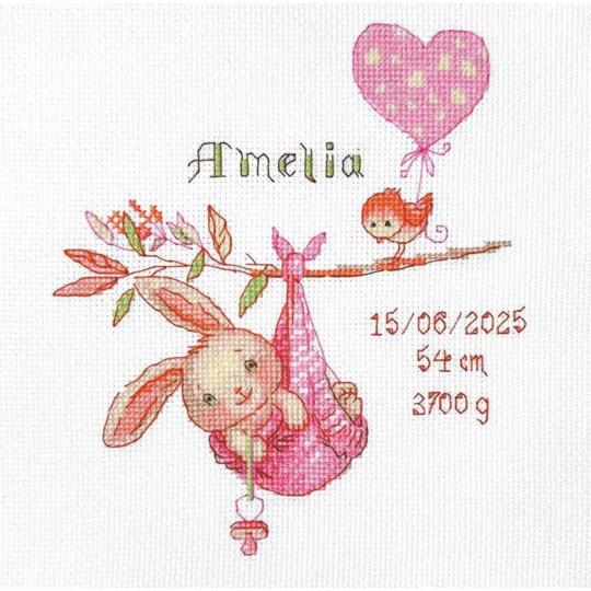 Kit de point de croix Naissance Fille – Aine 