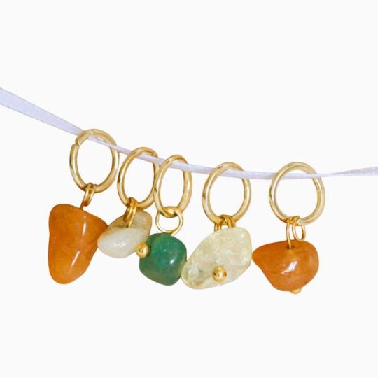 Lot de 5 anneaux Marqueurs de Maille - Mini Gemmes Soleil d'Automne