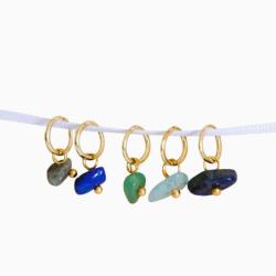 Lot de 5 anneaux Marqueurs de Maille - Mini Gemmes Bleus