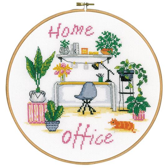 Home Office - Kit à broder avec cercle - Vervaco