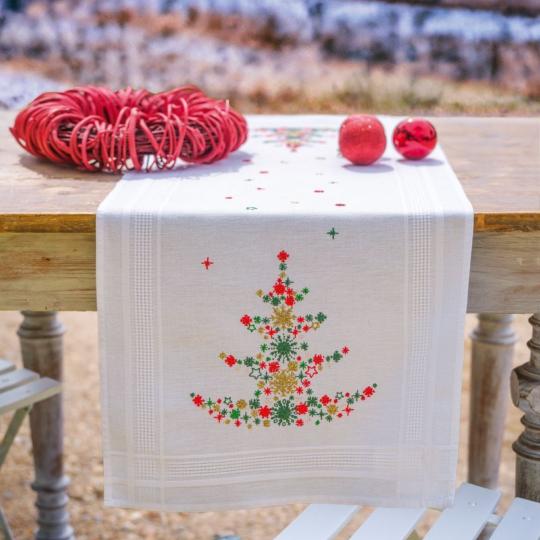 Kit Chemin de table à broder Arbre de Noël - Vervaco