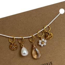 Lot de 5 anneaux Marqueurs de Maille - Perles d'Or