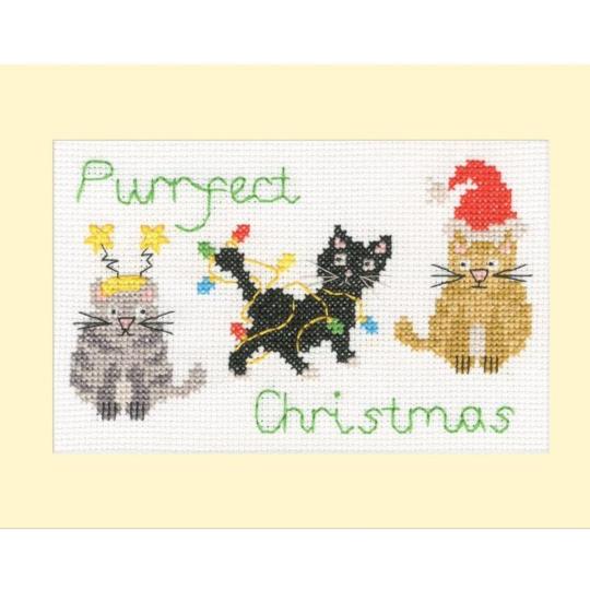 Purrfect Christmas - Kit Carte de Voeux - Bothy Threads