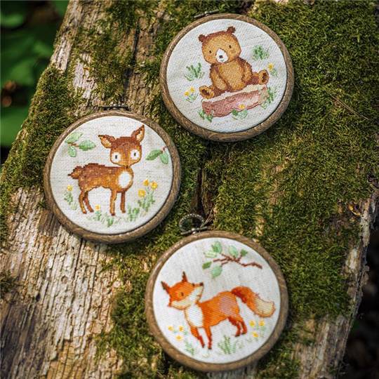 Miniatures Animaux de la Forêt lot de 3 - Kits point de croix  - Vervaco