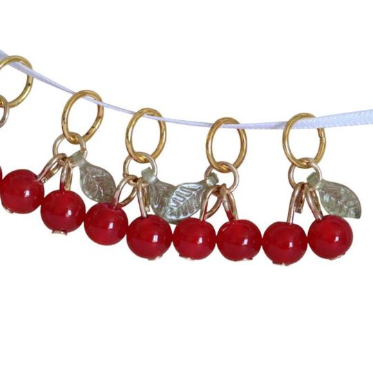 Lot de 5 anneaux Marqueurs de Maille - Cerises