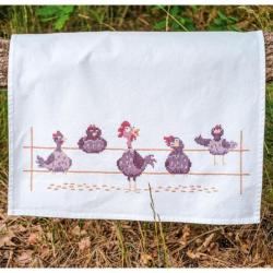 Kit torchon à vaisselle Poulets amusants - Vervaco