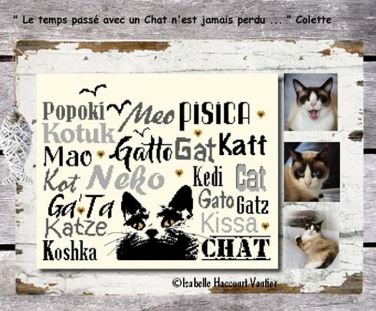 Chat - Fiche point de croix - Isabelle Vautier