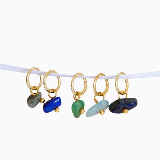 Lot de 5 anneaux Marqueurs de Maille - Mini Gemmes Bleus