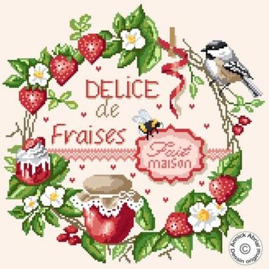 Délice de Fraises - Fiche Point de Croix - Annick Abrial