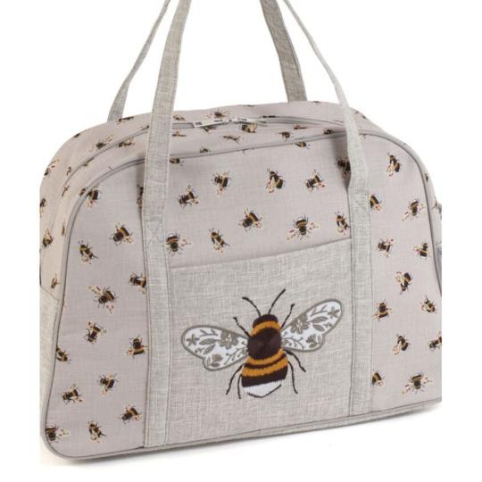 Sac machine à coudre motif Abeille brodée. (beige)