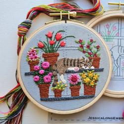 Sieste avec des Fleurs -  kit de broderie Traditionnelle 