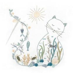 Le Chat à la Mer  - Kit avec Cercle 30 cm inclus - Un chat dans l'aiguille