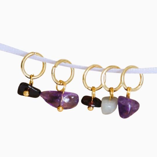 Lot de 5 anneaux Marqueurs de Maille - Mini Gemmes Crépuscule d’Hiver