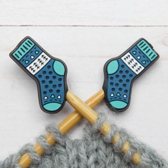 2 Protège-pointes pour Aiguilles - Chaussettes bleues